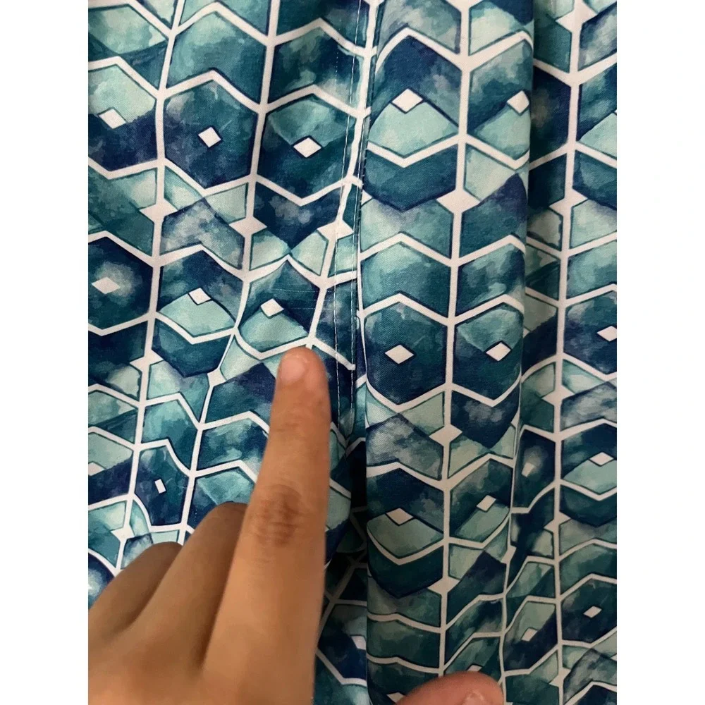 Spicy Tuna Mens Blue Geometric Hexagon Print Swim Trunks Mesh Lined Small
